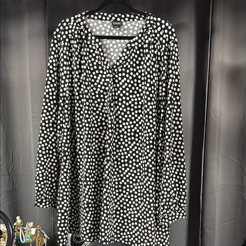 Black and White Long Sleeve Blouse with Mandarin Collar